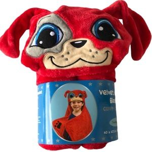♥️ 40"x47" Red Plushy Puppy Hoodie Blanket/Robe